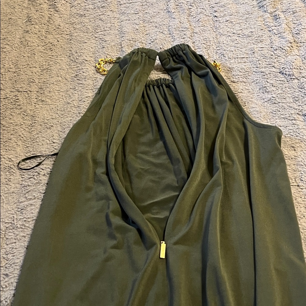 Michael Kors Olive Green Dress with Gold Accents - Picture 5 of 6